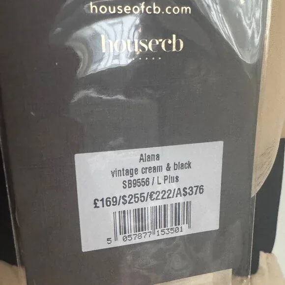 SOLD- House of CB Black and Cream Off-Shoulder Dress - Picture 6 of 6